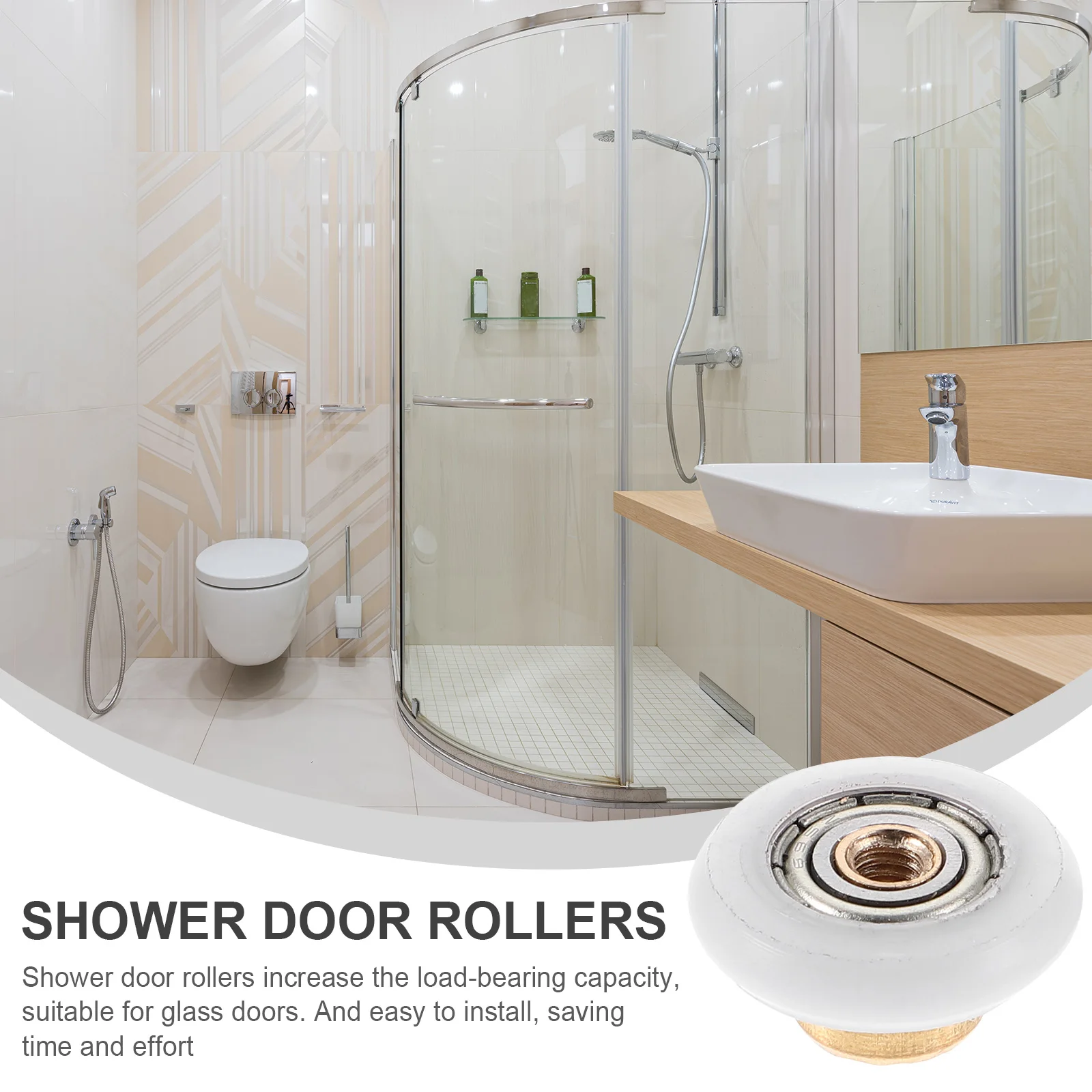 

4pcs Shower Door Rollers Glass Door Runners Replacement Hardware Sliding Wheels For Bathroom Shower Parts Copper Shaft Nylon