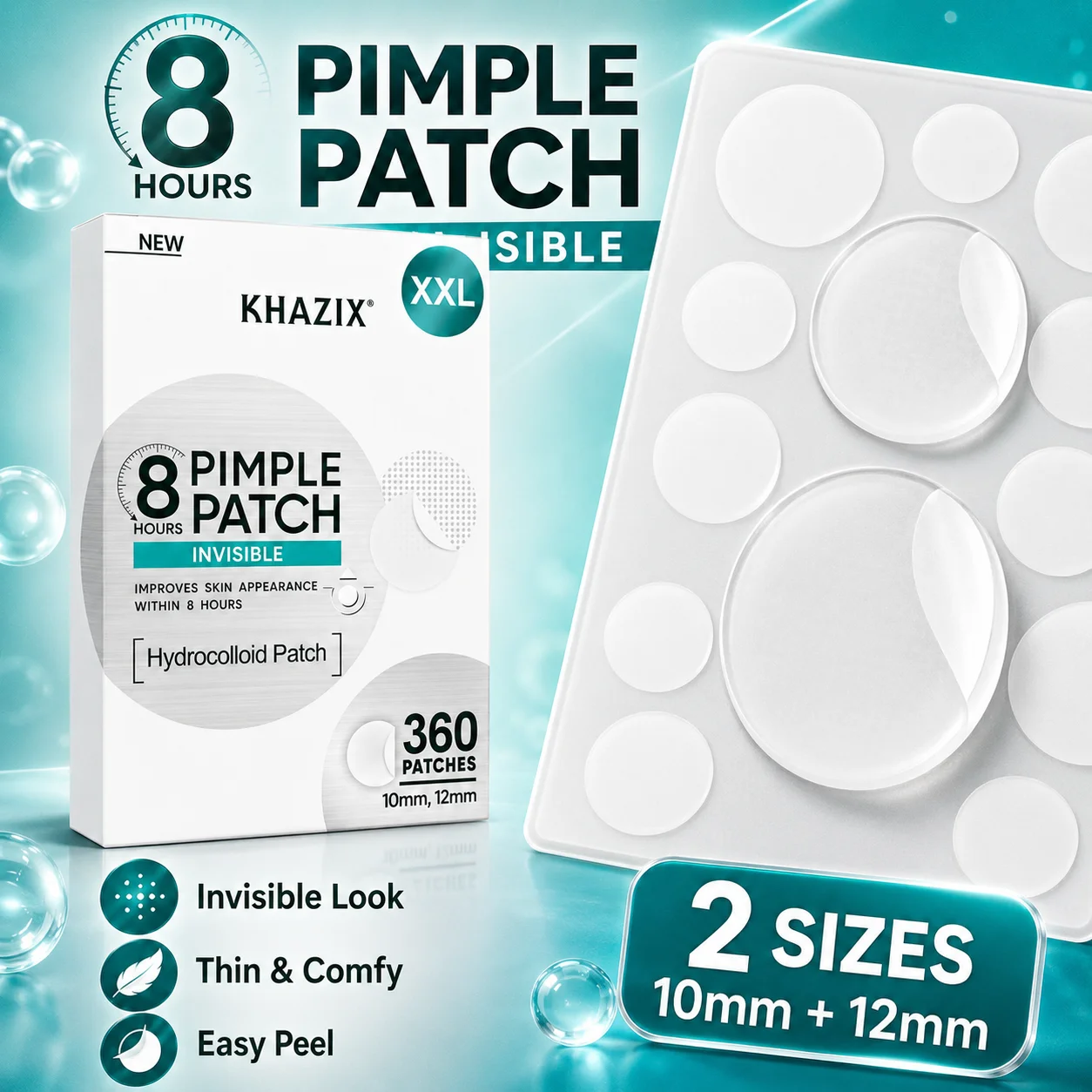 360Pcs Hydrocolloid Pimple Patch, Hydrocolloid Spot Stickers, Covering Zits and Defect, Nighttime Spot Stickers for Face