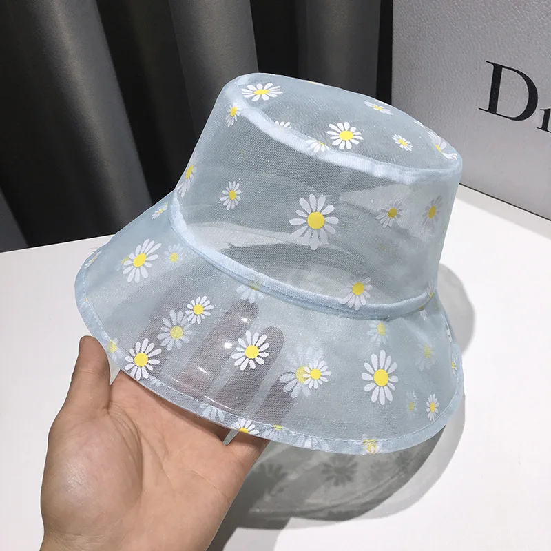 Mesh Flower Print Bucket Hats Foldable Breathable Sun Protection Fisherman Cap For Men Women Summer Sports Hiking Beach Bob Hat