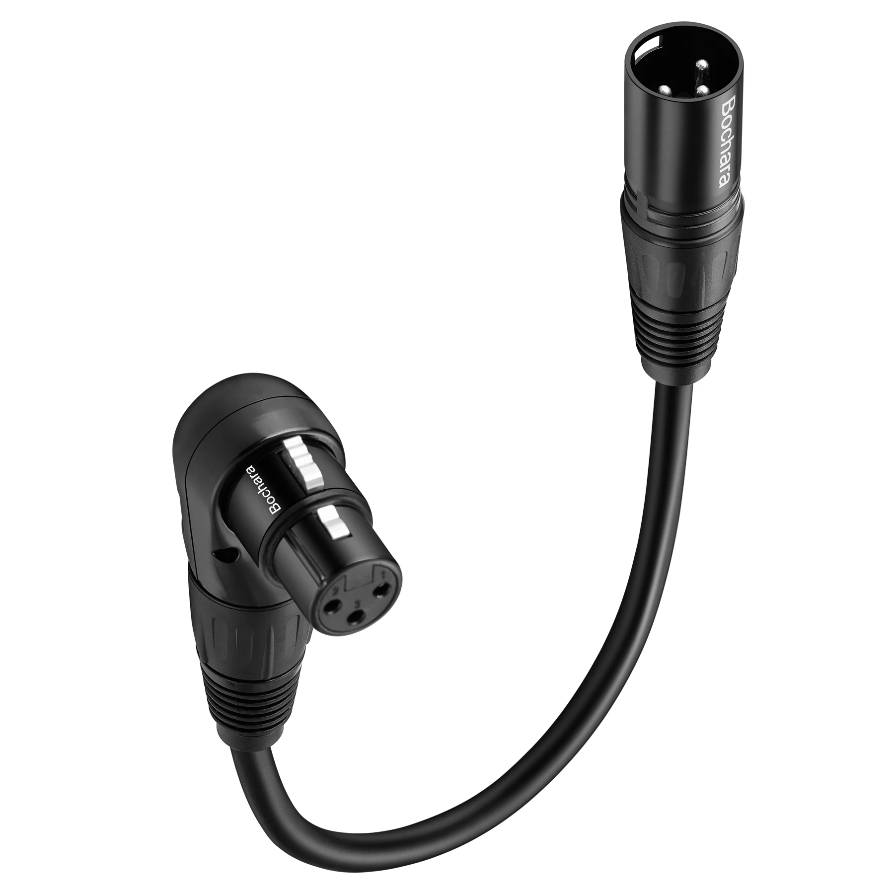 Bochara 30cm XLR Male to 90degree XLR Female Converter Cable 3pin jack Audio Cable Shielded For Microphone Mixer