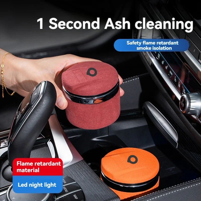 Car Suede Ashtray With Blue-Ray LED Light Creative Ceramic Ashtray Cigarette Holder with logo For GWM Great Wall Cannon Car