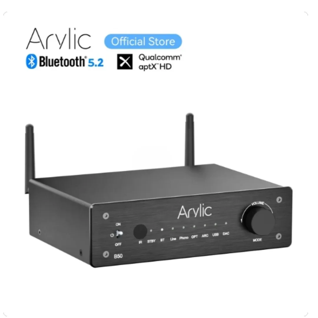 Arylic-receptor de preamplificador de Audio BP50, amplificador integrado con Bluetooth, aptx, HD, 2,1 canales, Mini Clase D, par