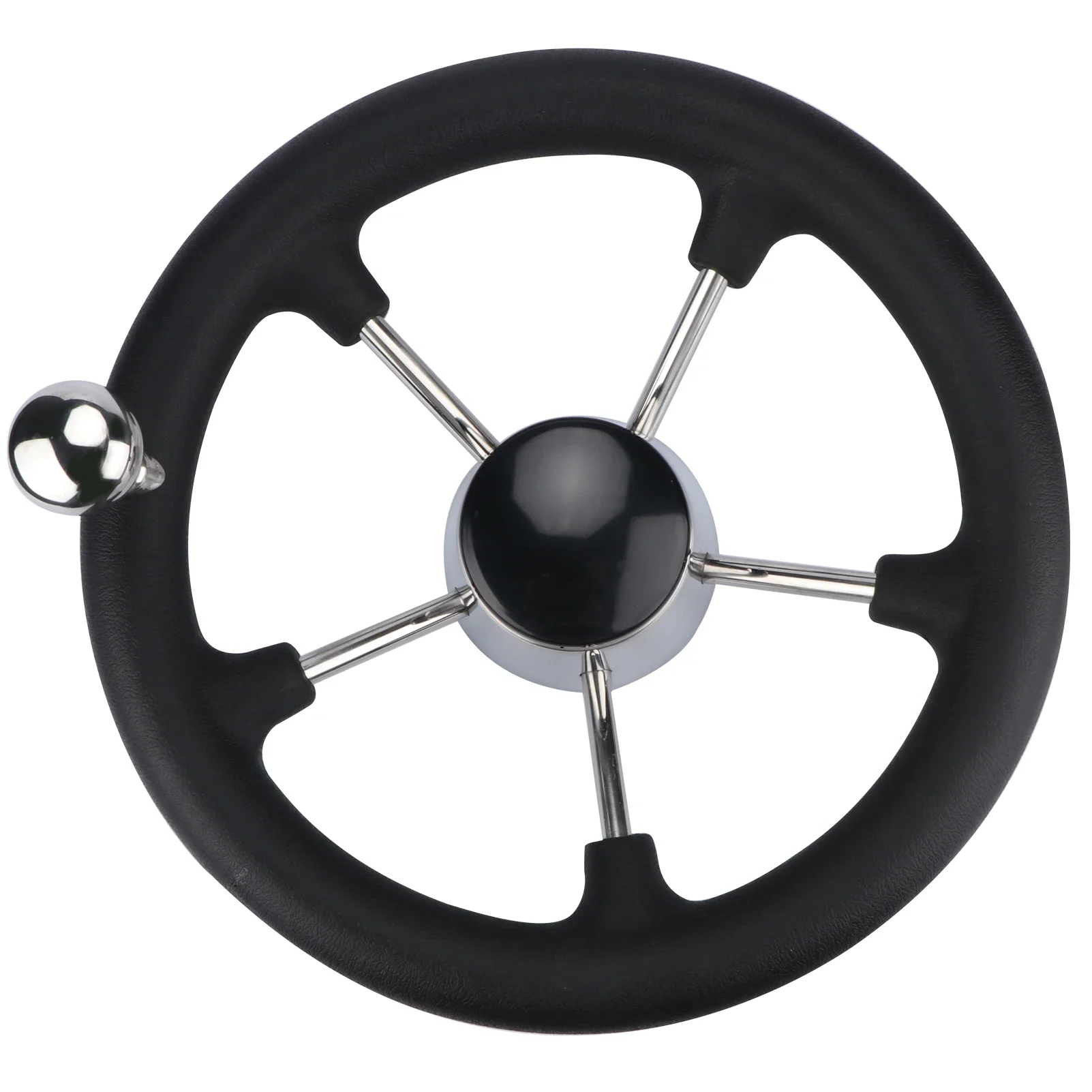 Steering Wheel with Black Foam, Marine Boat Accessories, Stainless Steel, 5 Spoke Destroyer, 11 Inch