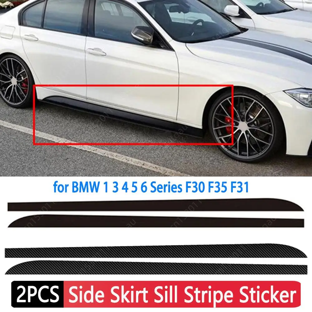 

2pcs Side Skirt Sill Stripe Body Stickers Black/Carbon Fiber Black Car Decals for BMW E90 E92 E93 F20 F21 F30 F31 F32 F33 F34
