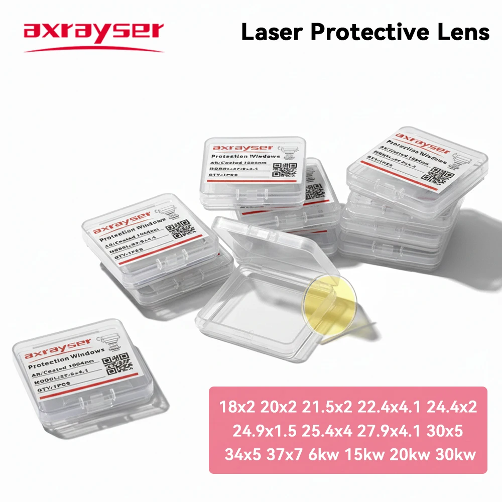 10 Stück Axrayser Laserschutzgläser 20x2 29.7x4.1 30x5 37x7 6kw 30kw Schutzglas für Raytools WSX Precitec Laserköpfe – Detail 1
