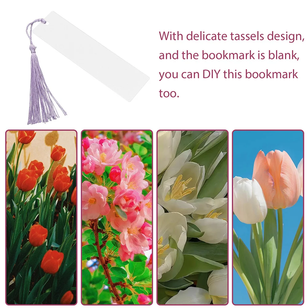 

1Set Acrylic Bookmark Blank Tassels Design Page Marker Creative DIY Gift Acrylic Bookmark Blank Tassels Bookmarks