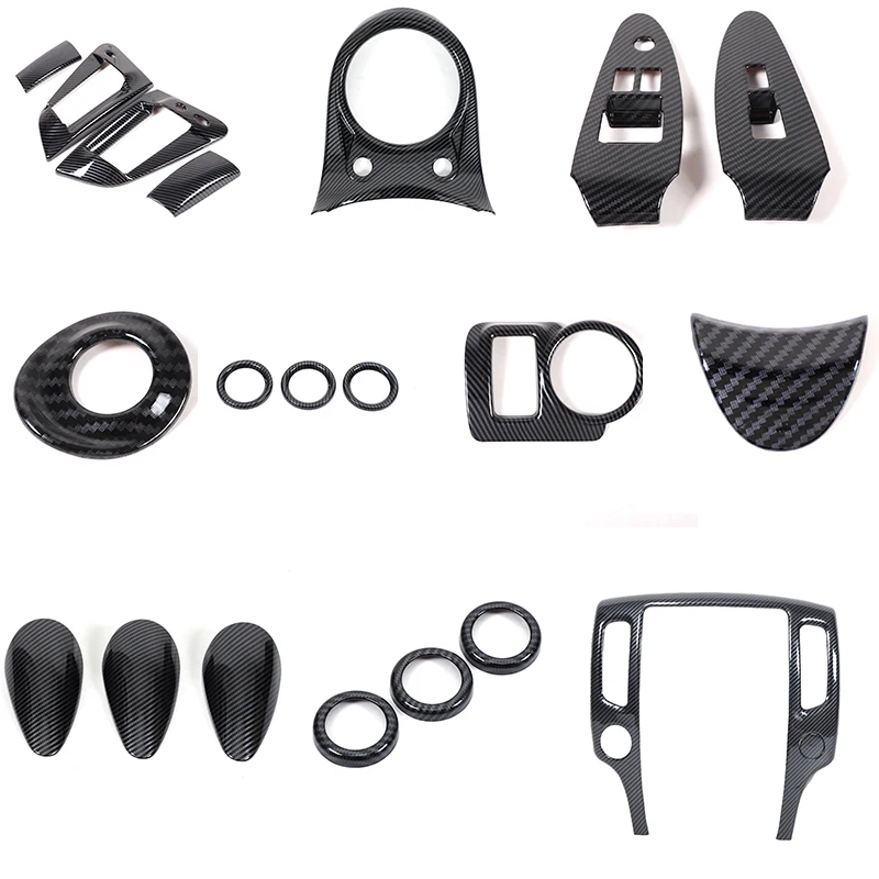 

For Nissan 370Z Z34 2009-UP Carbon Fiber Gear Lift Window Door Handle Water Cup Central Control Interior Sticker Accessories