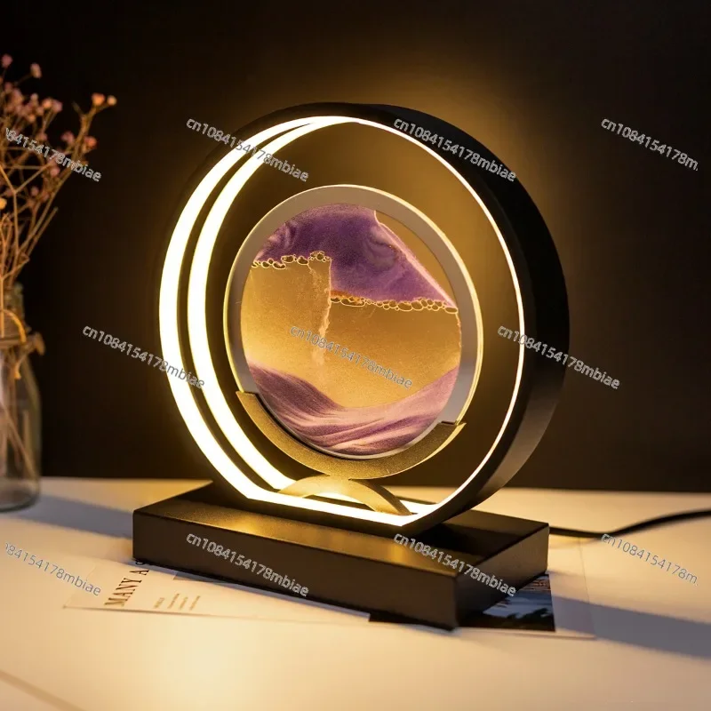 

Hourglass Quicksand Dynamic Moving 3D Quick Kinetic Flowing Sand Decoration Art Painting Picture LED Table Lamp Night Light