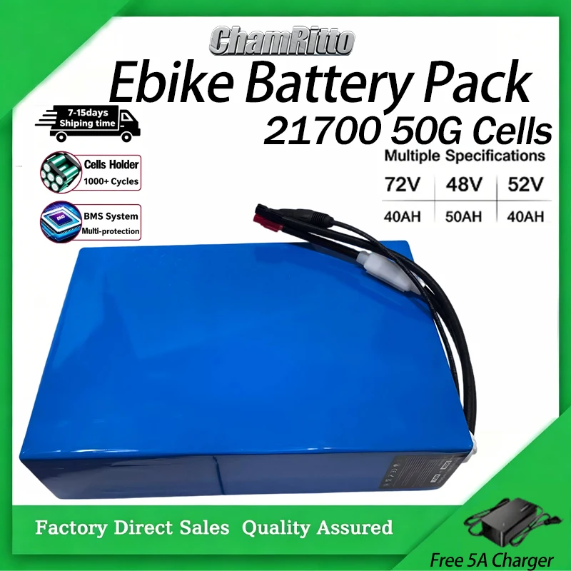 E bike Elektrische Fiets 72V 40Ah Battery 3000W Higt Power 48V 52V 60V 25 30 50ah Electric scooter 21700 2000W Lithium Batterij