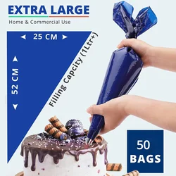 Thickened Large Disposable Pastry Bag 21-inch Icing Bags For Cake And Dessert Decorating Cream Bag Baking Tool 50 PC