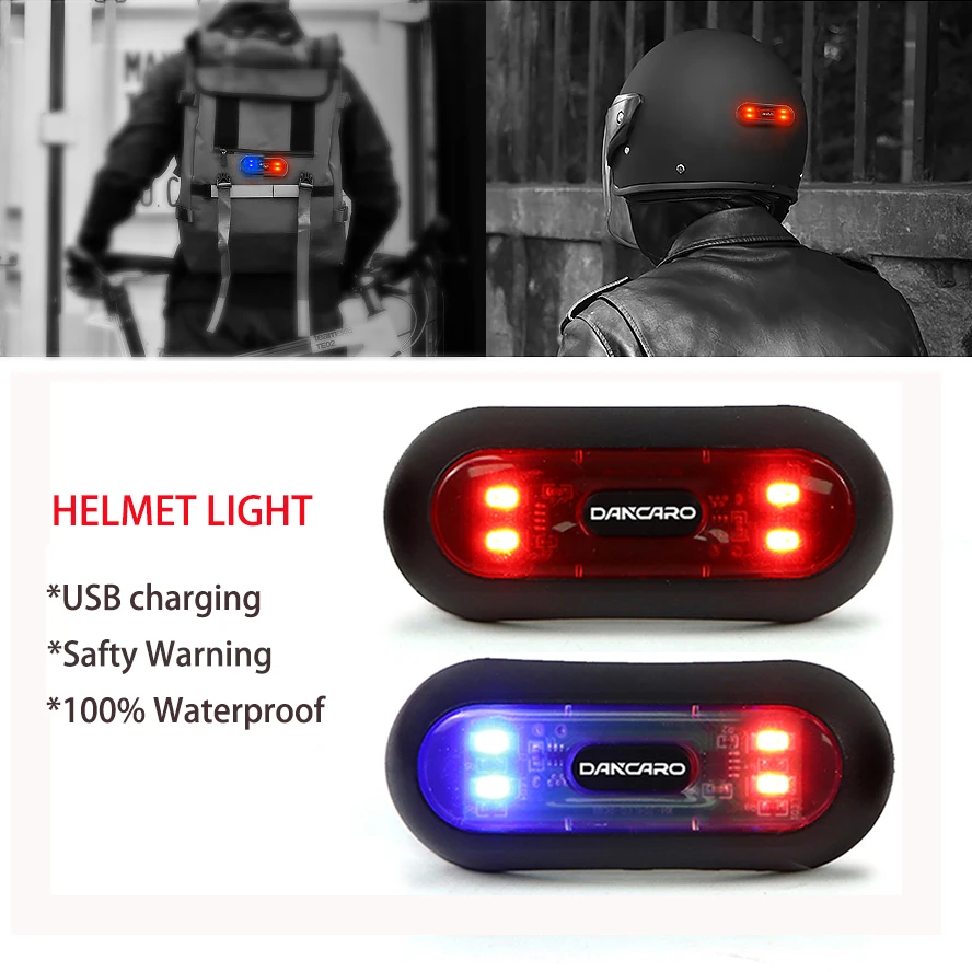 Universal Motorcycle Warning Light Helmet LED Smart Light Night Cycling Safety Signal Bicycle Helmet Taillight Accessrioes