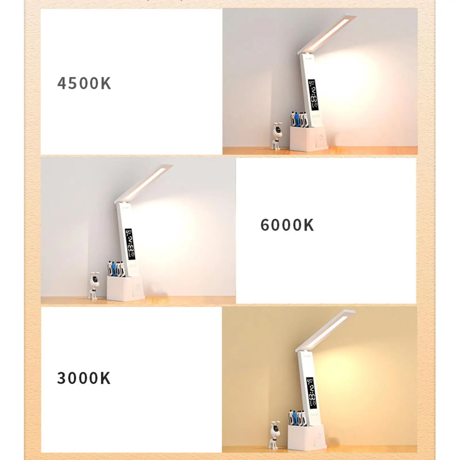 LED Desk Lamp Foldable Portable Adjustable Brightness with Pen Holder Desk