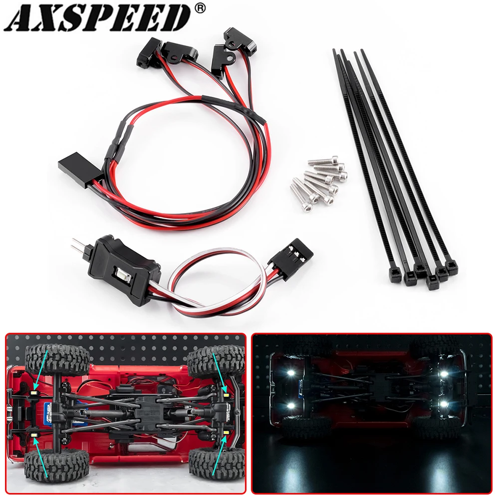 AXSPEED Rock Lights mit Controller-Kit, Chassislampe für 1/18 1/24 RC Crawler SCX24 AX24 FCX24M TRX4M Ascent18 Zubehör
