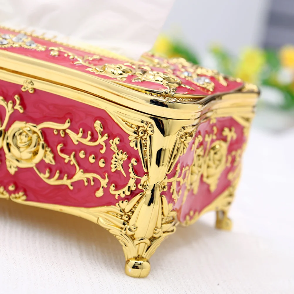 

Luxury Red Retro Acrylic Tissue Box Elegant Chic Napkin Case Holder Waterproof Paper Storage Box for Household Desktop Bedroom
