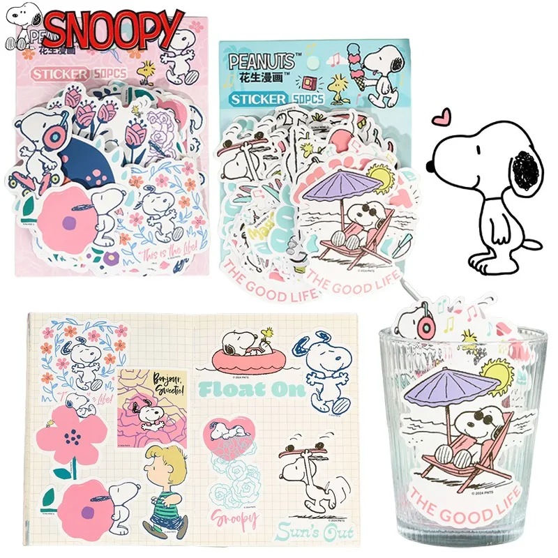 

50Pcs Cartoon Snoopy Waterproof Stickers Kawaii Decorative Graffiti Stickers for Water Bottle Skateboard Notebook Sticker Gifts