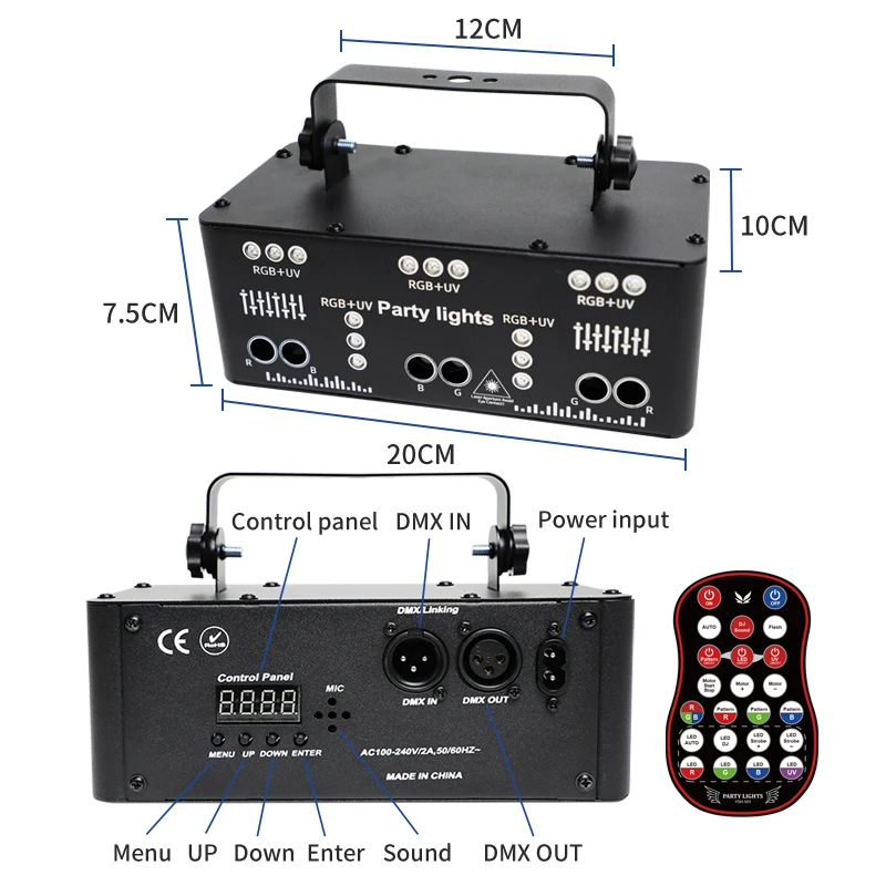 Imagem -05 - Luzes de Discoteca Controle Remoto para Casa Automático Função de Memória Luz de Festa Luz uv Aplicável ao Laser Led Música 21 Olhos