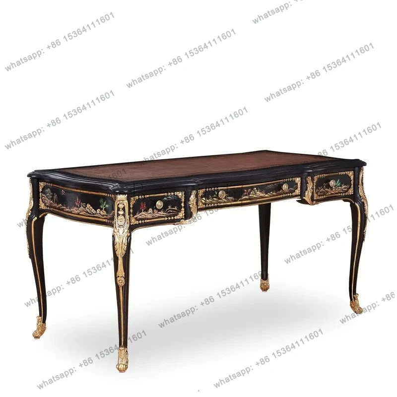 

Neoclassical desk study combination furniture European solid wood carving flower desk household writing table