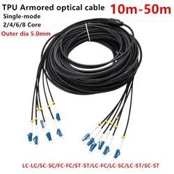 TPU Armored Optical Cable, 2/4/6/8 Core,sturdy and soft fibers optical jumper,Patch Cord,SC UPC,LC UPC,Single-mode, 10m to 50m