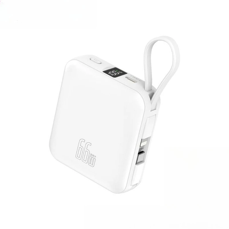 10000mAh 22.5W Fast Charging Portable Power Bank with Built-in Cable, Digital Display Mini and Compact Design