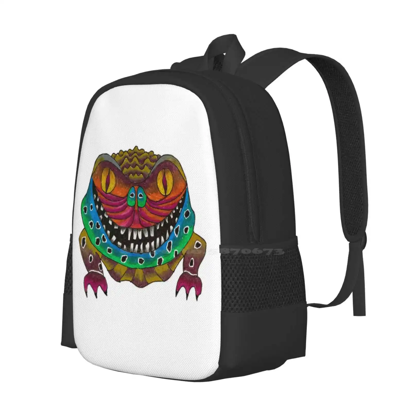 Cheshire Toad Hot Sale Schoolbag Backpack Fashion Bags Animal Toad Amphibian Smile Cheshire Eyes Creepy Scary Menacing