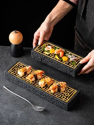 Japanese Sashimi Tableware Rectangular Dinner Plate Cooking Dry Ice Tableware Home Sushi Dessert Plate Dish Kitchen Utensils