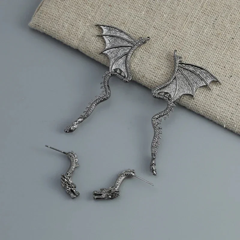 Fashionable Dragon shaped Ear Studs Stylish Detachable Dragon Earrings Unique Ear Jewelry Eye catching Ear Accessory N84D