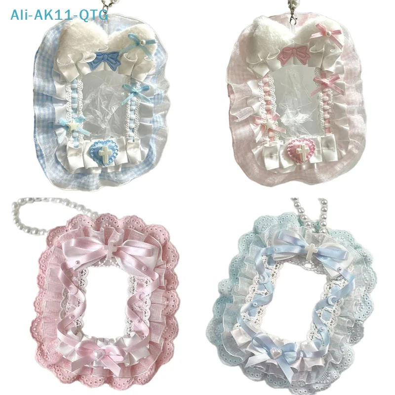 New Kawaii Kpop Photocard Holder Sweet Lolita Style Bow Photo Card Protector Idol Photo Display Case Lace Photocard Case Gifts