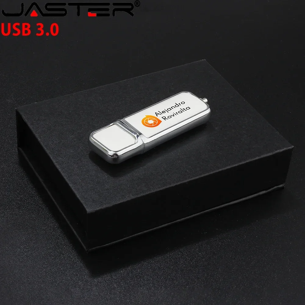 High Speed Leather USB 3.0 Flash Drive 128GB Free Custom Printed Logo Pen Drive  Memory Flash Stick Creative Birthday Gift Box