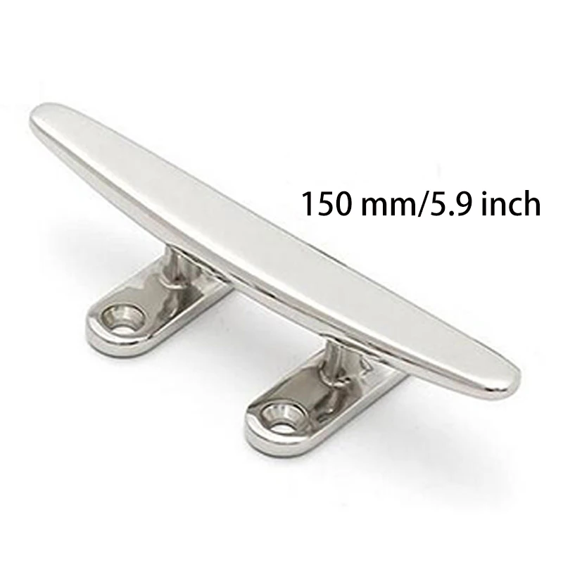 1Pcs 6 Inch SUS316 Stainless Steel Boat Cleat Stud Mount Flat Top Mooring Cleat For Marine Boat Dock Yacht Kayak Jet Ski