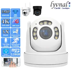 3G 4G SIM Card 4K 8MP Wireless Security Vedio PTZ Dome Wifi 5MP 2.7-13.5mm 5X Zoom Two Way Audio Outdoor Color Night Version