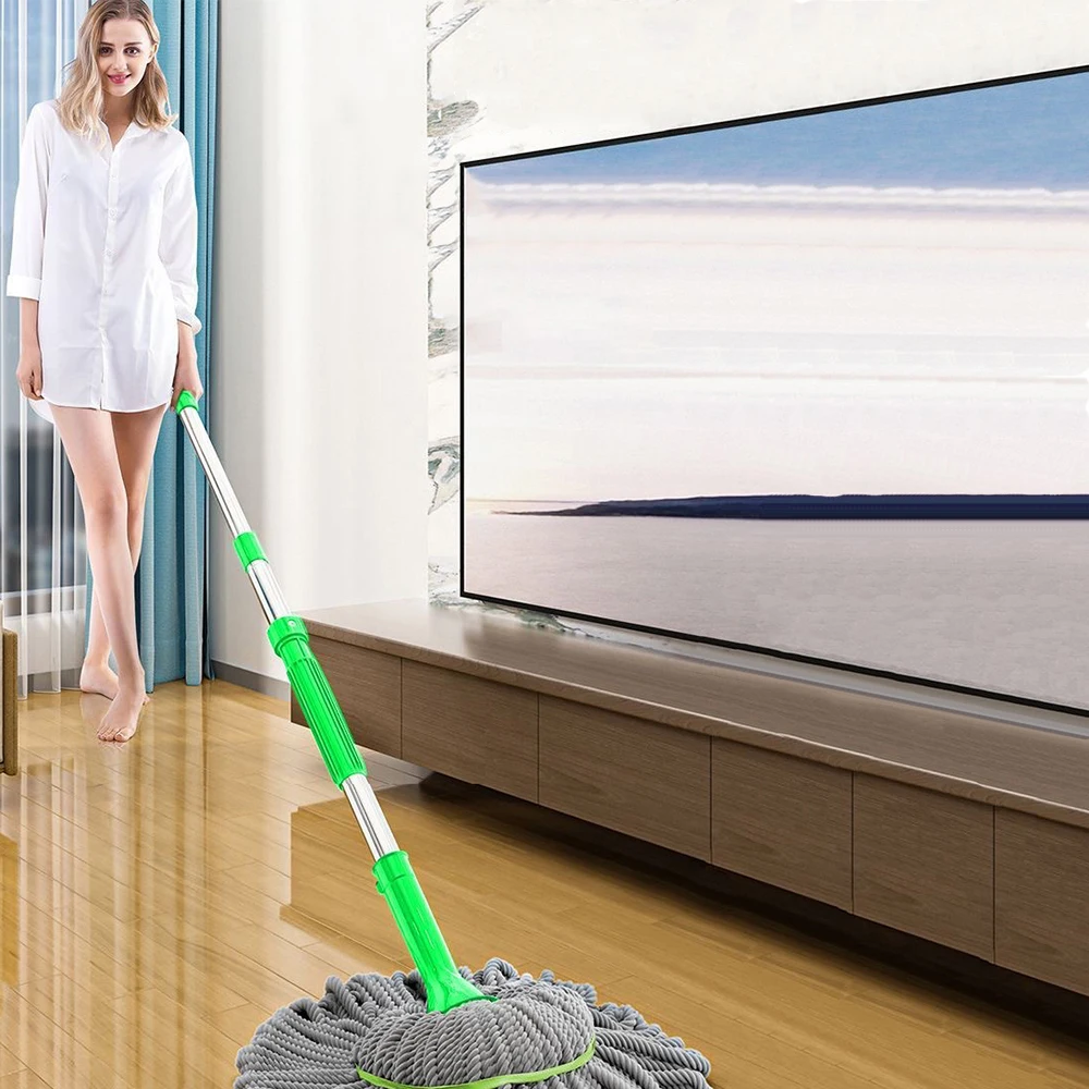 Fregona de limpieza de suelo deshidratada 2 en 1, autoextractor, fregona de limpieza ajustable giratoria 360 para suelo de baño, pared, cama, húmeda y seca