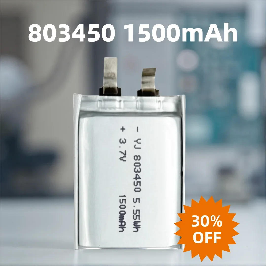 Long Lifespan 3.7V Li-Polymer Battery 803450 1500mAh Rechargeable High Safety Power Supply for DIY Projects