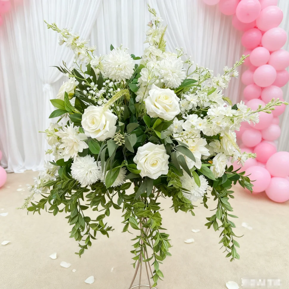 

Зеленые растения Искусственные цветы Свадебное украшение Дорога Свинец Цветочный шар Стол Центральный декор событий Цветочная композиция