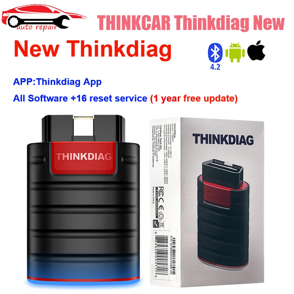 New THINKCAR New Thinkdiag Hot Version Full System All Car 16 Reset Service OBD2 Diagnostic Tool ECU Coding Active Test 1 Year 