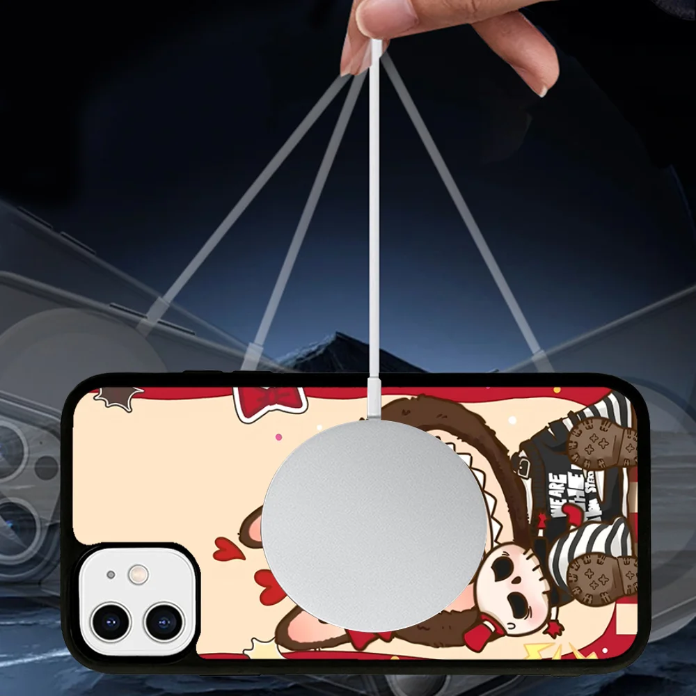 New K-Kawaii Cute L-Labubu Phone Case Magnetic Case For iPhone 16 14 13 12 11 15 Pro Max Plus For Magsafe Wireless Charge Cover