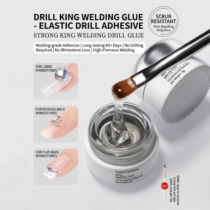 2026 Professional Nail Rhinestone Glue Gel Non-flowing Thick Gel Formula Super Strong Adhesion Long Lasting Bond for Nail Art
