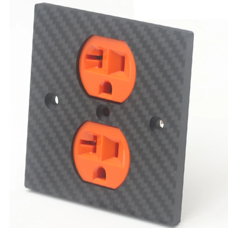 HIFI 86*86 Carbon Fiber Power outlets cover wall plate Duplex Receptacle socket Audio US Dual Mains 20A AC Power Connector