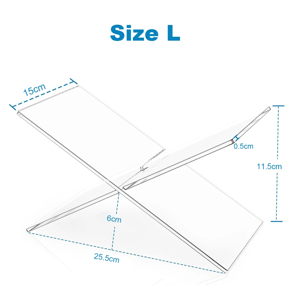 قطعتان من رف الكتب الأكريليك السميك بسمك 5 مم، رف كتب شفاف، سهل القراءة/الرؤية، مثالي للكتب المفتوحة والمغلقة #4