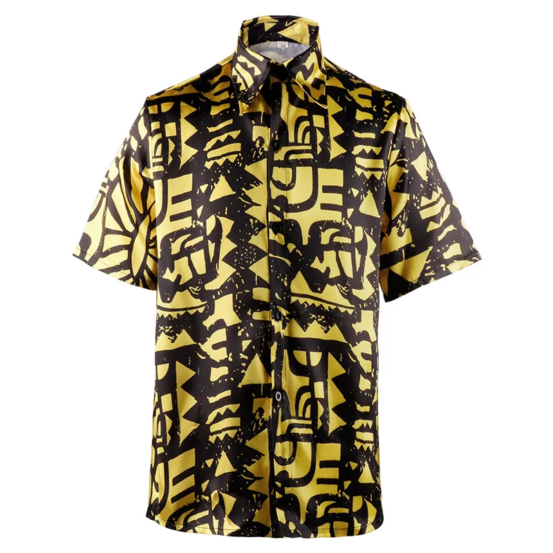 

Men's Short Sleeve Shirt Summer New Personality Print Party Rock Casual Plus Size Role-Playing Clothing