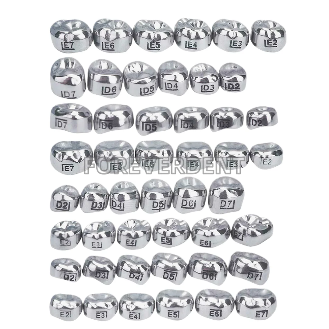 48/96pcs Stainless Steel Dental Kids Primary Molar Crown Preformed Pediatric Crowns 48sizes