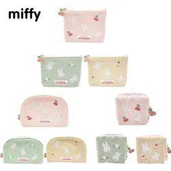 Kawaii Miffy Embroidered Tissue Tissue Sanitary Napkin Storage Bag Lipstick Storage Bag Canvas Large Capacity Makeup Bag Gift