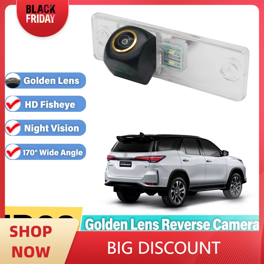 Golden Lens HD Night Vision Backup Rear View camera For Toyota Sequoia 2001~2007 Fortuner 2010~2014 CCD license Plate Camera