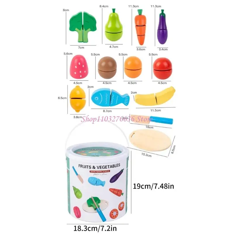 安全な木製ごっこ遊びフルーツ野菜カットおもちゃ、子供の早期発達のための教育学習玩具