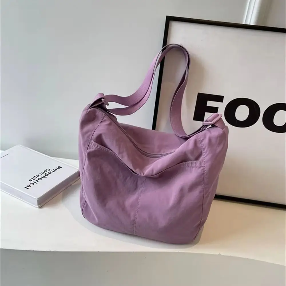 Ultra-large Portable Crossbody Bags Fashionable Simple Design Tote Bag Solid Color Nylon Material Nylon Bags For Girls