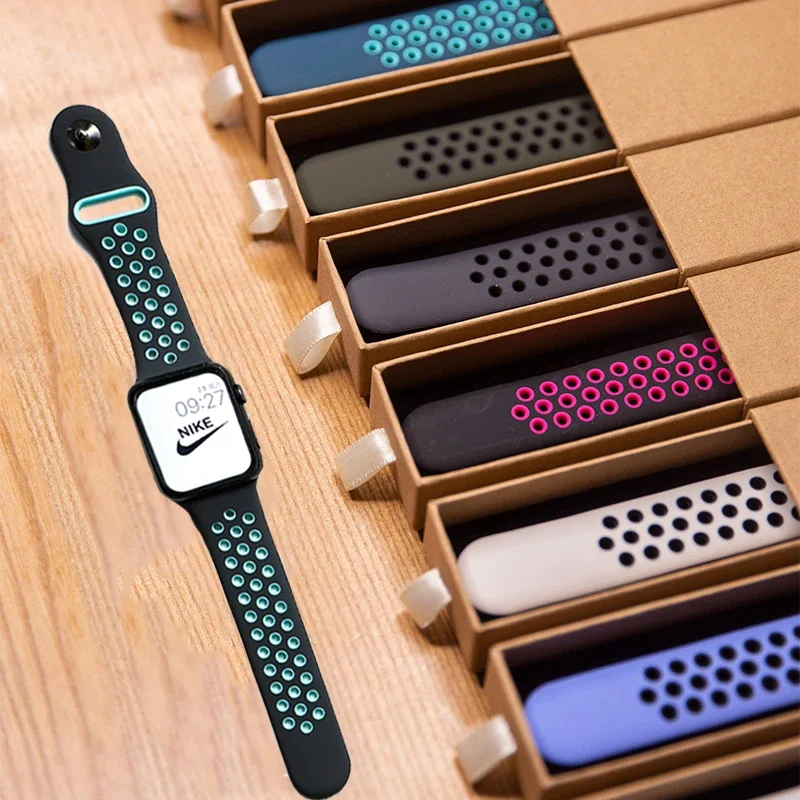 Bracelets en Silicone pour bracelet de montre Apple 45mm 49mm 44mm 40mm 41mm pour bracelet Sport nike correa iWatch Ultra 2 série 10 9 8 SE 7 6