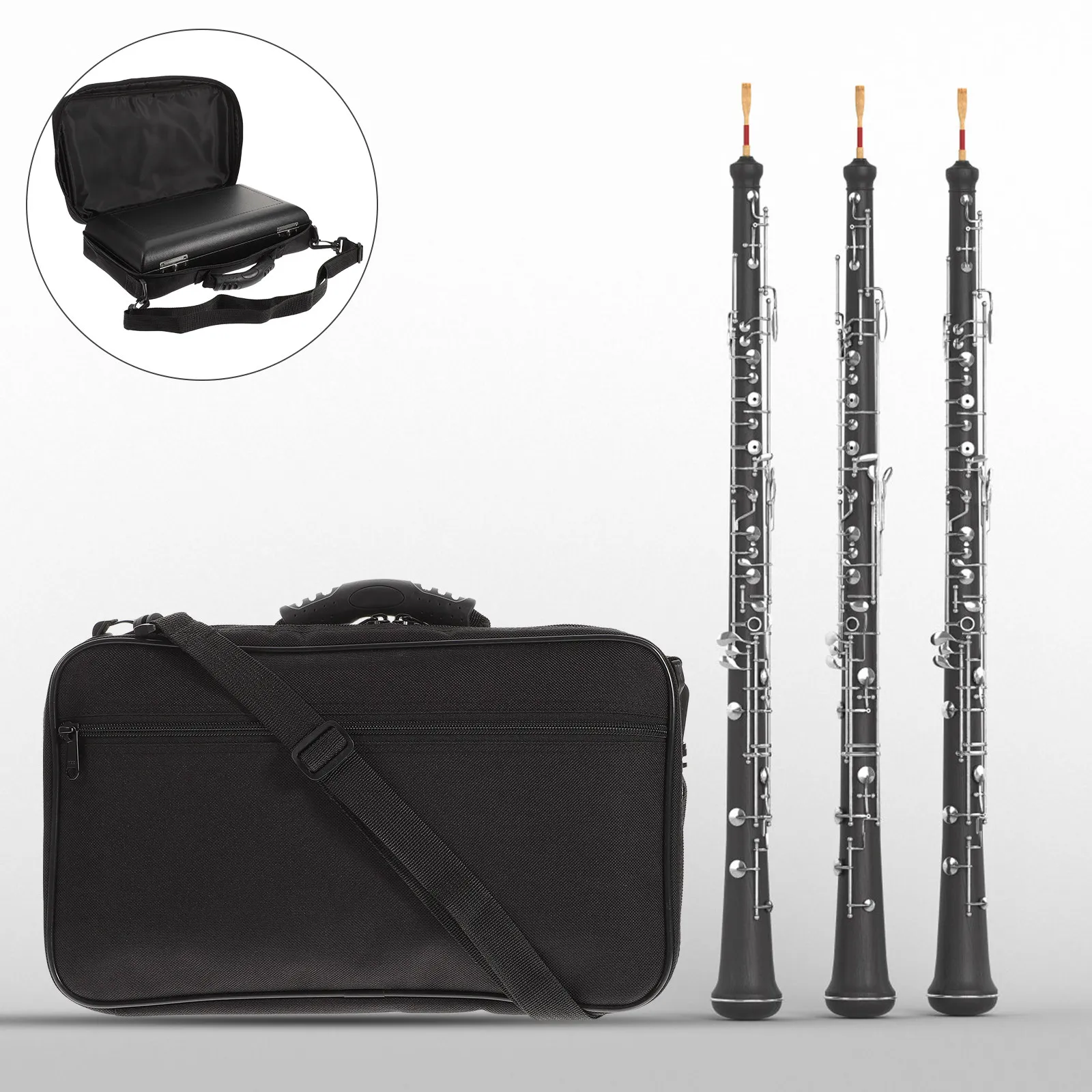 

1Set Oboe Containers High-End Appearance Wood Metal Frame Smooth Surface Touch Comfortable Storage Cases for Oboe Players Black