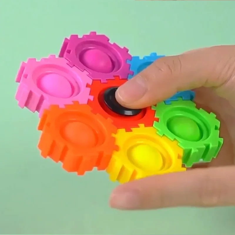 Stress Relief Toy Puzzle Building Blocks DIY Spinning Top Deformable Fidget Spinner Kids Gyro Decompression Toys Gift