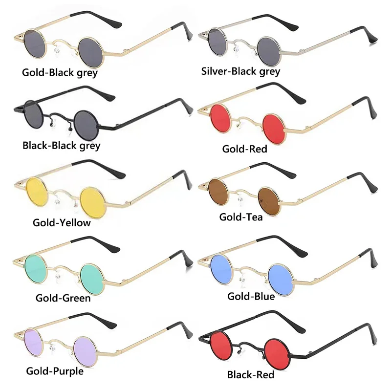 Klassische kleine runde Sonnenbrille Mann Sonnenbrille Vintage Rock Punk Black Metal Steampunk Sonnenbrille Frauen Mini Hip Hop Sonnenbrille – Detail 6