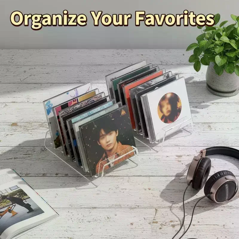 Acrylic CD Display Shelf 2PCS Multifunctional 6 8 Grid Storage for CD Collection Living Room Office