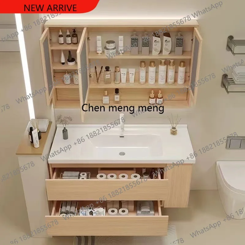 Floating Bathroom Vanity with Ceramic Integrated Sink Combo, Wall Mounted Storage Cabinet with 2 Drawers Faucet & Pop Up Drain